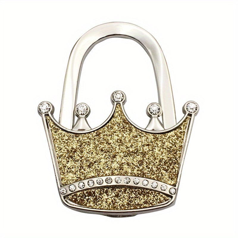 Chic Crown-Design Handbag Hanger in Alloy - Glittering Purse Hook for Stylish Storage, Trendy Addition to Women's Accessories