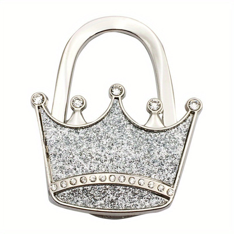 Chic Crown-Design Handbag Hanger in Alloy - Glittering Purse Hook for Stylish Storage, Trendy Addition to Women's Accessories