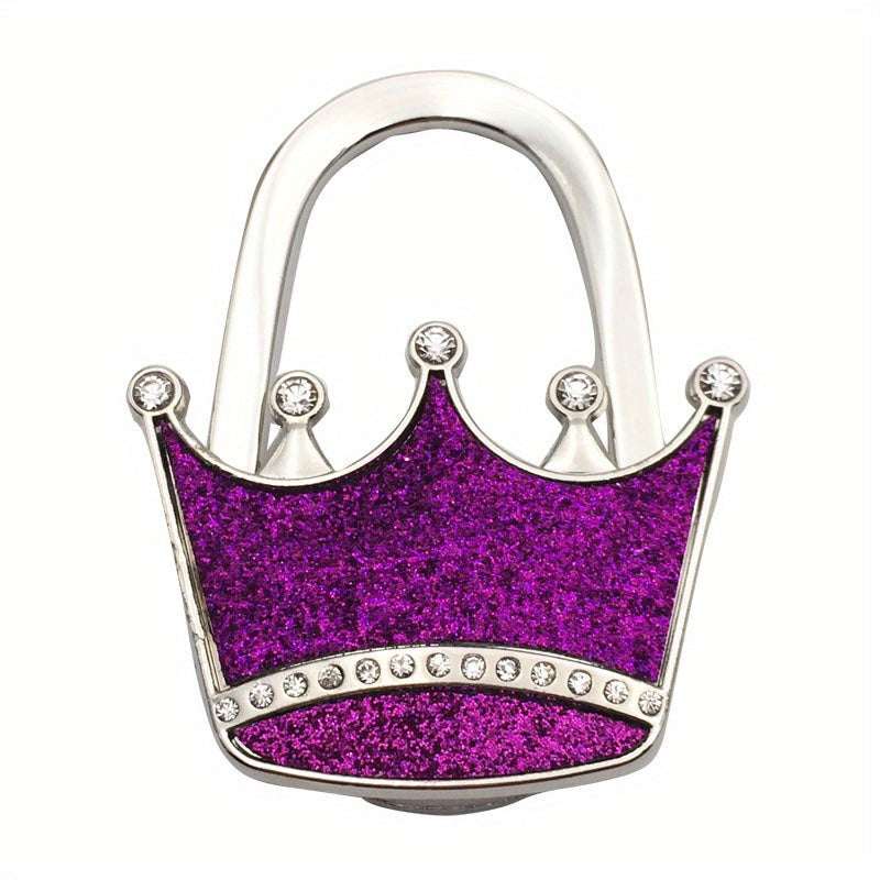 Chic Crown-Design Handbag Hanger in Alloy - Glittering Purse Hook for Stylish Storage, Trendy Addition to Women's Accessories