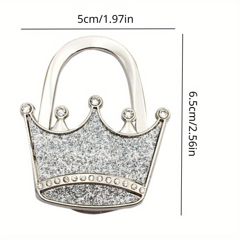 Chic Crown-Design Handbag Hanger in Alloy - Glittering Purse Hook for Stylish Storage, Trendy Addition to Women's Accessories