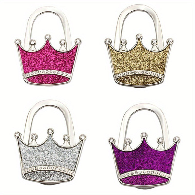 Chic Crown-Design Handbag Hanger in Alloy - Glittering Purse Hook for Stylish Storage, Trendy Addition to Women's Accessories