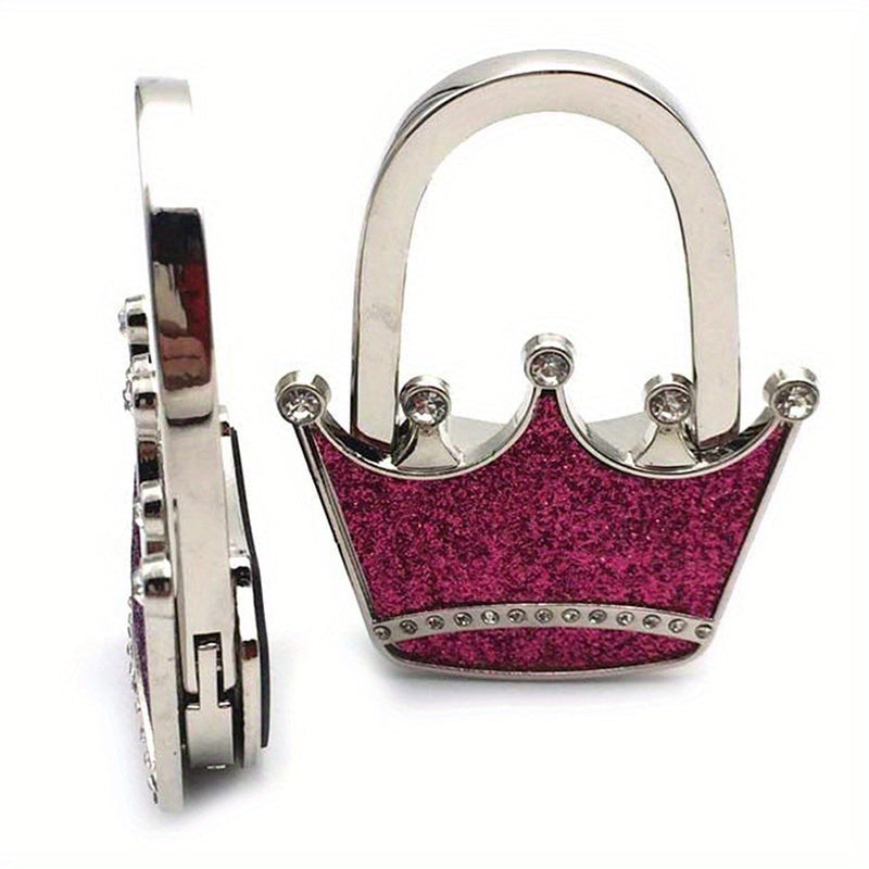 Chic Crown-Design Handbag Hanger in Alloy - Glittering Purse Hook for Stylish Storage, Trendy Addition to Women's Accessories