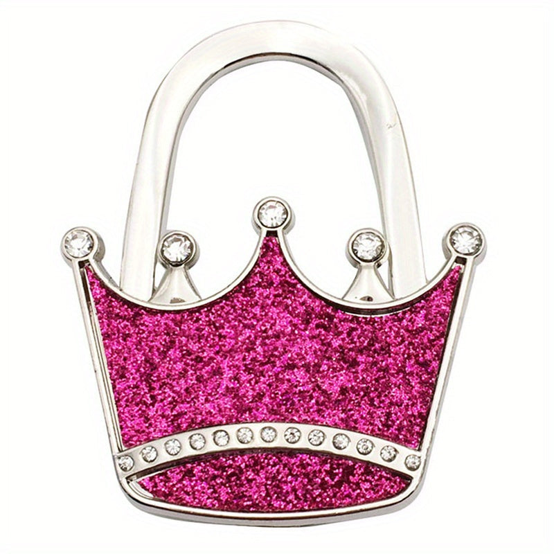 Chic Crown-Design Handbag Hanger in Alloy - Glittering Purse Hook for Stylish Storage, Trendy Addition to Women's Accessories