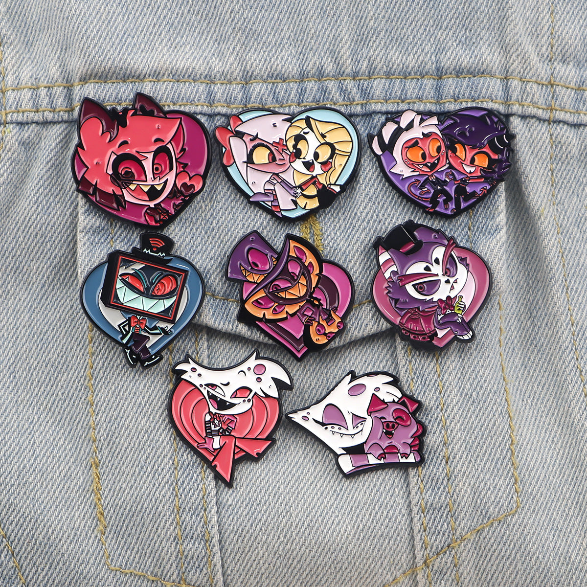 Add some whimsy to your accessories with the DMLSKY 8-piece Enamel Pin Set! Featuring zinc alloy cartoon character brooches perfect for adorning backpacks, clothes, and briefcases. These cute collectible lapel pins make a unique and decorative jewelry