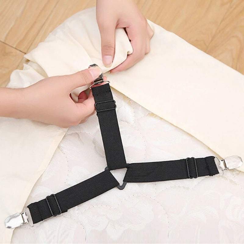 Elastic Sheet Holder with Fasteners for Wrinkle-Free Bedding - Keep Bed Sheets Securely in Place