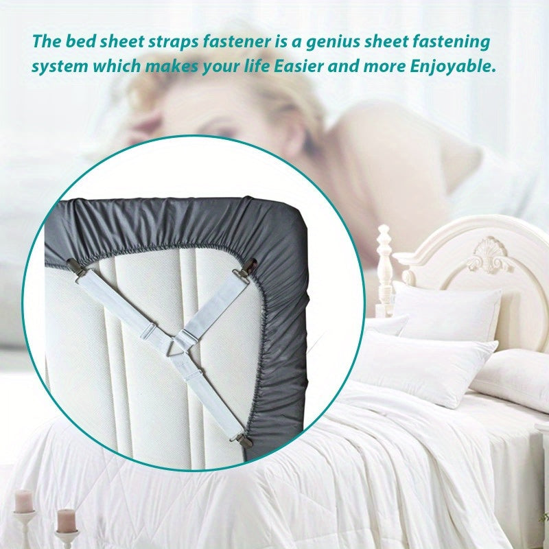 Elastic Sheet Holder with Fasteners for Wrinkle-Free Bedding - Keep Bed Sheets Securely in Place