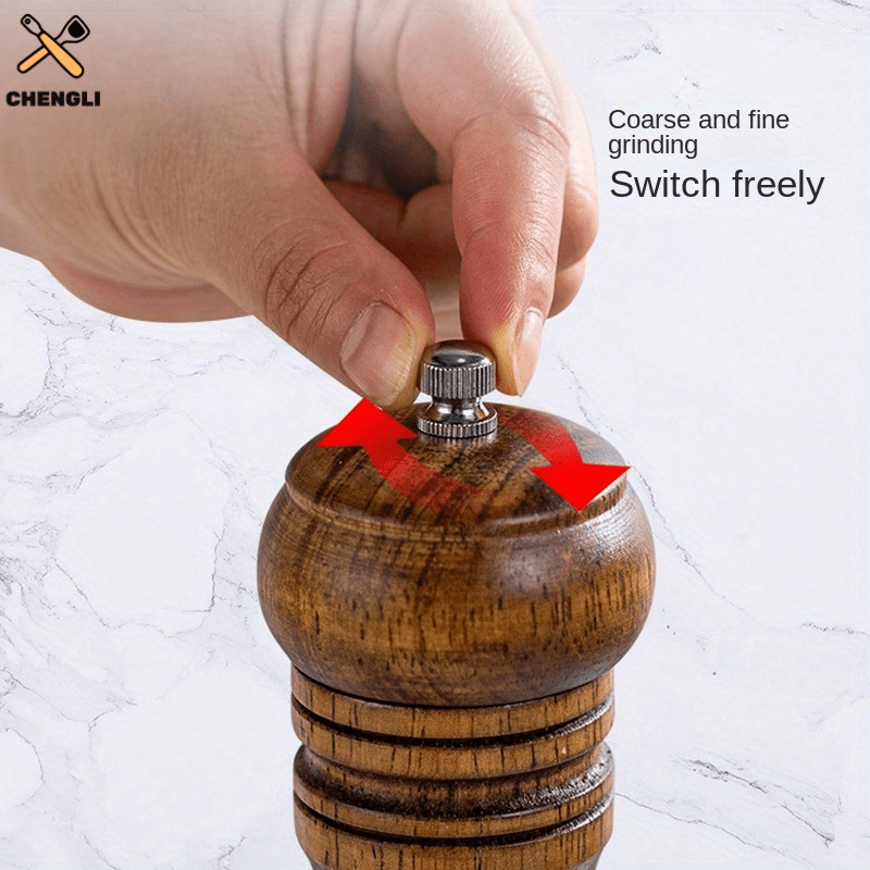 High-Quality Wooden Pepper and Sea Salt Grinder Set - Hand-operated Spice Mill with Refillable Bottle for Outdoor Gatherings like BBQs, Picnics, and Camping - Ideal Kitchen Tool and Thoughtful Mother's Day Present.