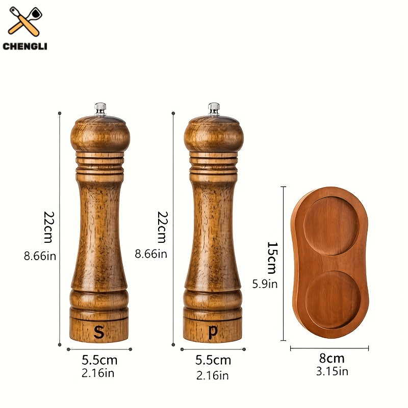 High-Quality Wooden Pepper and Sea Salt Grinder Set - Hand-operated Spice Mill with Refillable Bottle for Outdoor Gatherings like BBQs, Picnics, and Camping - Ideal Kitchen Tool and Thoughtful Mother's Day Present.