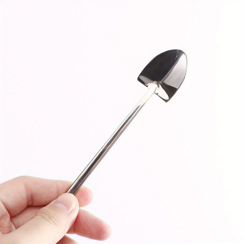 Durable Kitchen Flatware: Stainless Steel Shovel-Shaped Spoon, Ideal for Ice Cream, Soup, Coffee & Tea