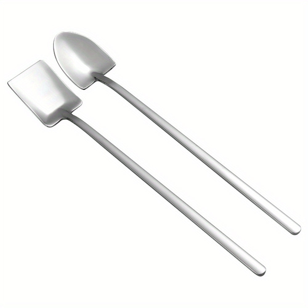 Durable Kitchen Flatware: Stainless Steel Shovel-Shaped Spoon, Ideal for Ice Cream, Soup, Coffee & Tea