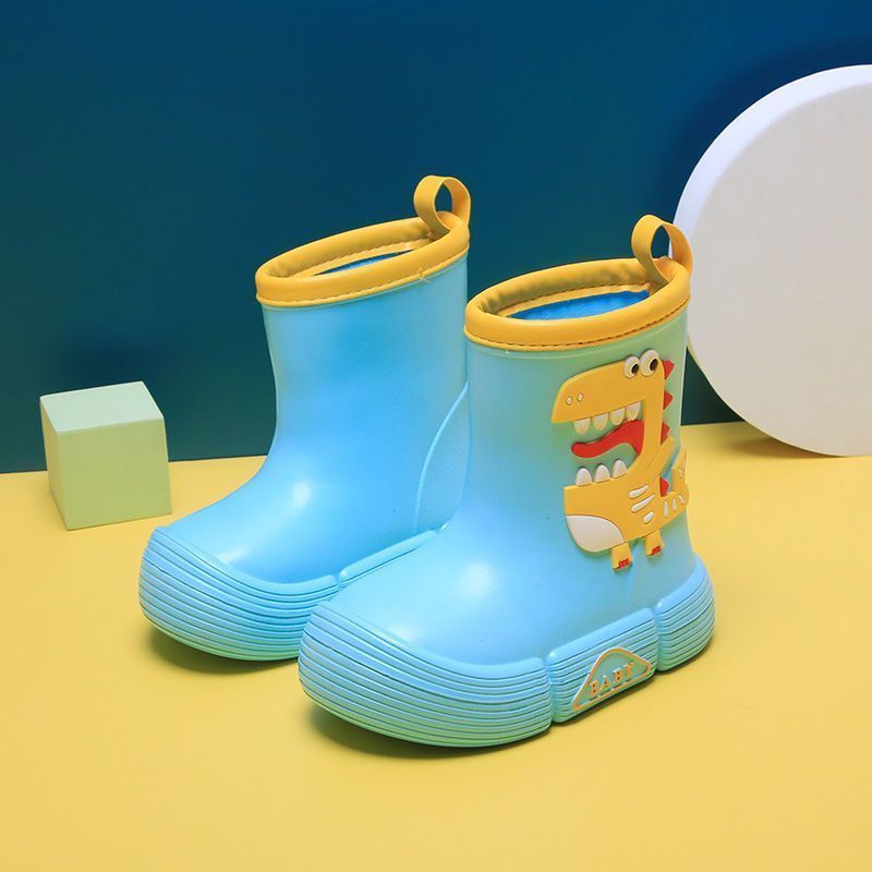 [Cartoon Adventure] Kids' EVA Rain Boots with Dinosaur & Panda Designs - Waterproof, Anti-Slip, High Top Shoes for Boys & Girls - Vibrant Colors, Ideal for Rainy Days