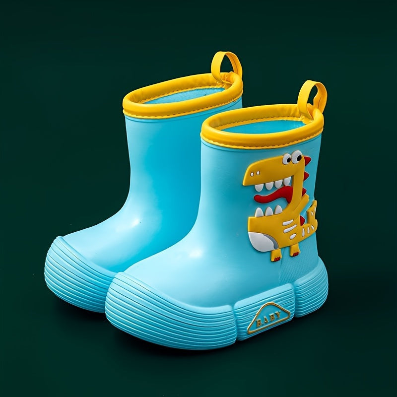 [Cartoon Adventure] Kids' EVA Rain Boots with Dinosaur & Panda Designs - Waterproof, Anti-Slip, High Top Shoes for Boys & Girls - Vibrant Colors, Ideal for Rainy Days