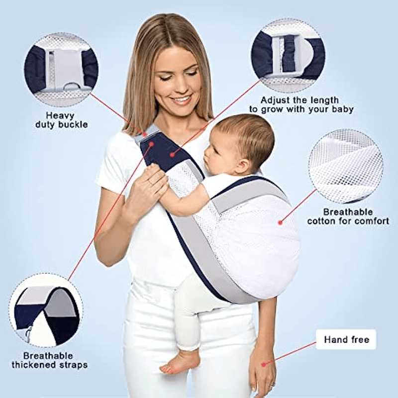 Stylish Striped Youngsters Sling with Adjustable 3D Mesh and Secure Buckle - Made from Comfortable Cotton Blend - Suitable for Youngsters up to 3 Years - Great Holiday Present