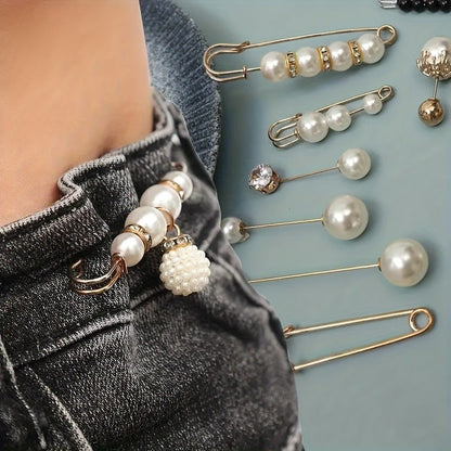 Chic and Simple 12/20 Piece Set of Alloy Clothing Pins with Unique Shapes and Embellishments for Stylish Waistband Adjustments and Fashion Details.