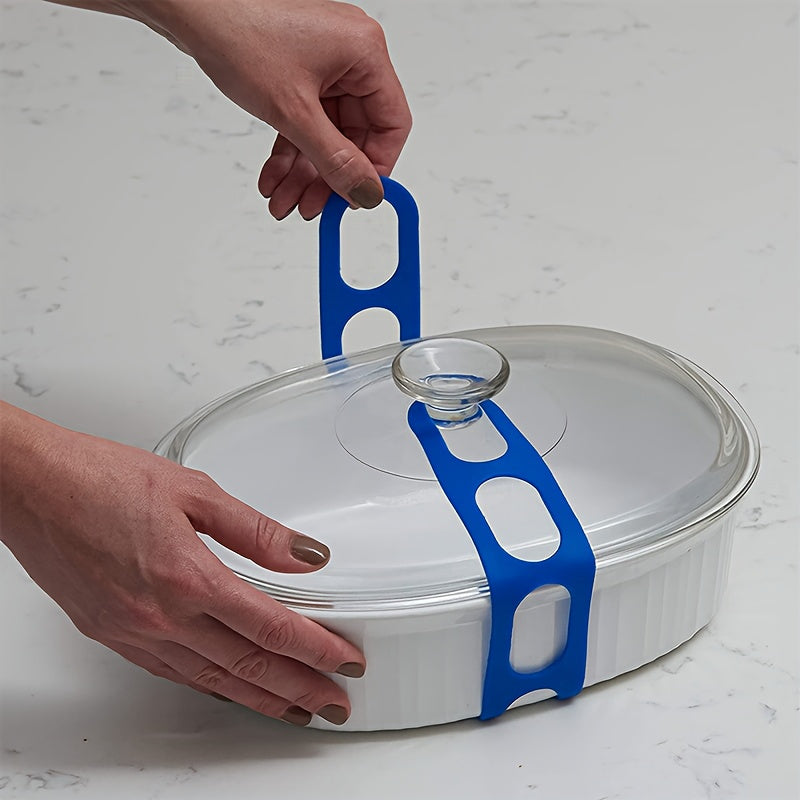 Durable Blue Silicone Elastic Band for Container Lids - Easily Adjustable, Reusable, Stain and Fade-Proof, Mold-Resistant - Conveniently Portable, Simple to Use and Clean, Provides Secure Seal