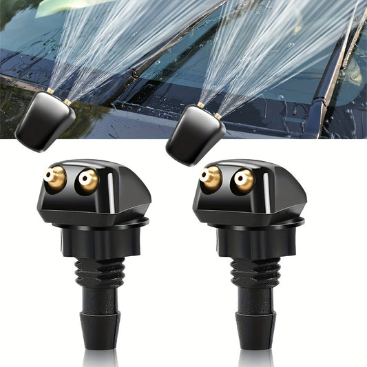 2-piece universal car front windshield wiper nozzle kit with sprinkler water sprayer.