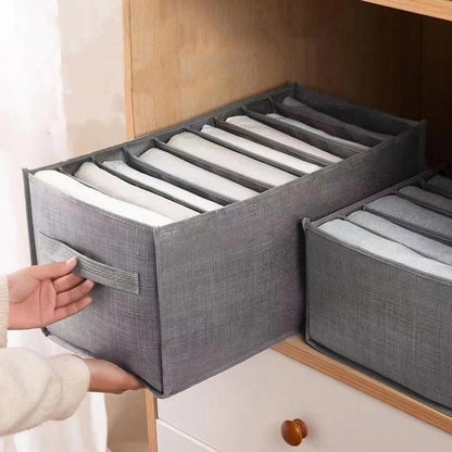 Set of 3 Foldable Canvas Drawer Organizers, Wardrobe Closet Storage Boxes with Separation Grids for Jeans, Shirts, and Sweaters - Save Space in Your Closet!