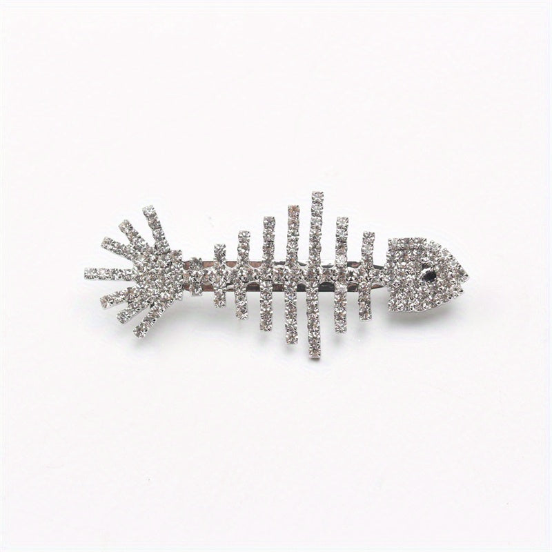 Sophisticated Fish-Shaped Brooch with Rhinestones and Enamel Detail, Distinctive and Inventive Design, Ideal Women's Accessory