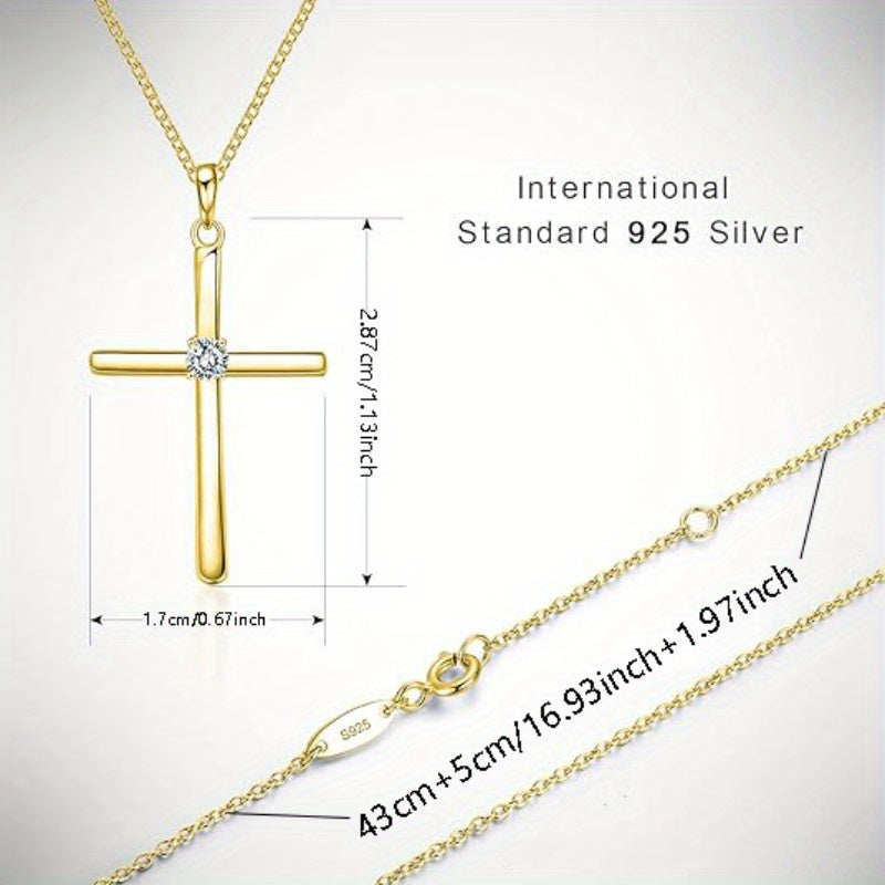 Add a touch of elegance with the LOVESSOM 925 Sterling Silver Moissanite Cross Pendant Necklace. Featuring a 0.3 Carat pendant on an 18K Golden Plated Chain, this necklace is perfect for any occasion, from Mardi Gras to weddings. Universal fit for all