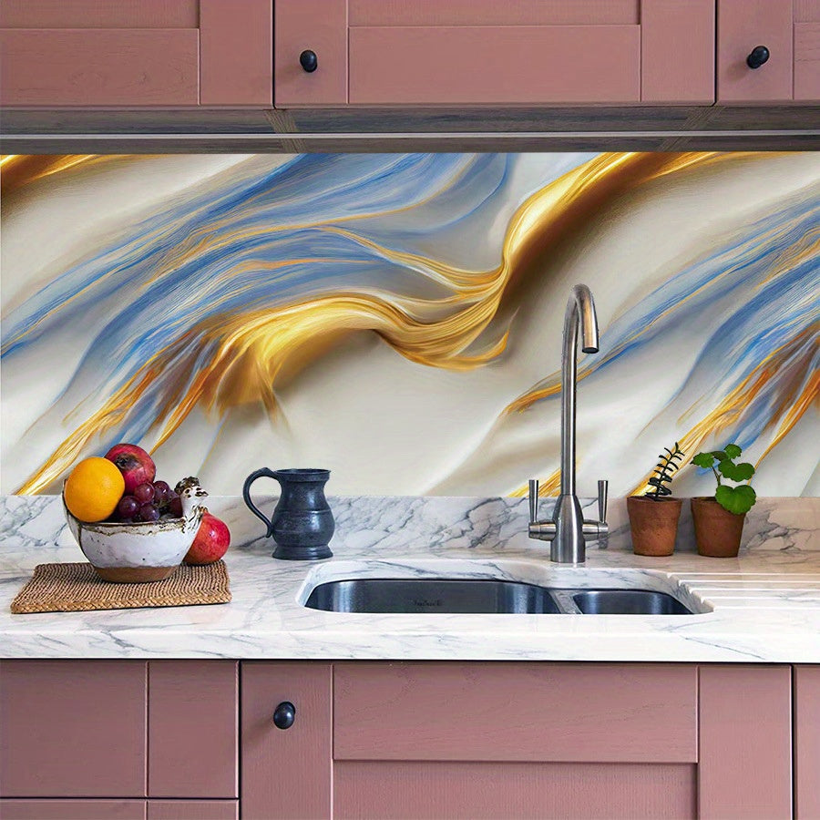 Self-adhesive Granite Marble Wallpaper, Kitchen Oil-proof, Waterproof, High Temperature Resistant Aluminum Foil Background Wall.