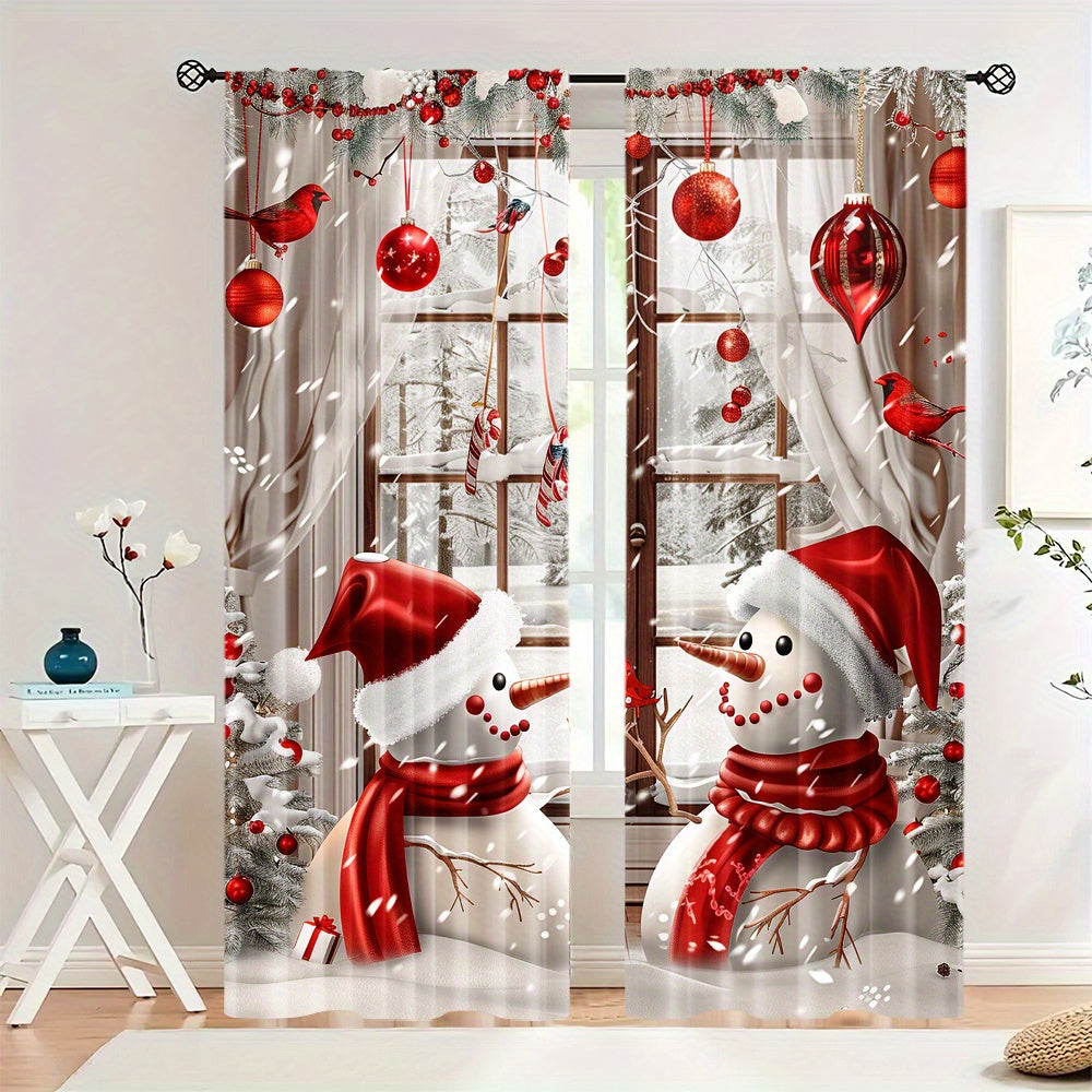 Get ready for the holiday season with this set of Christmas Snowman Curtains! Featuring a rod pocket design and made of digital printed polyester, these drapes are perfect for adding a festive touch to your living room, kitchen, bedroom, and more.