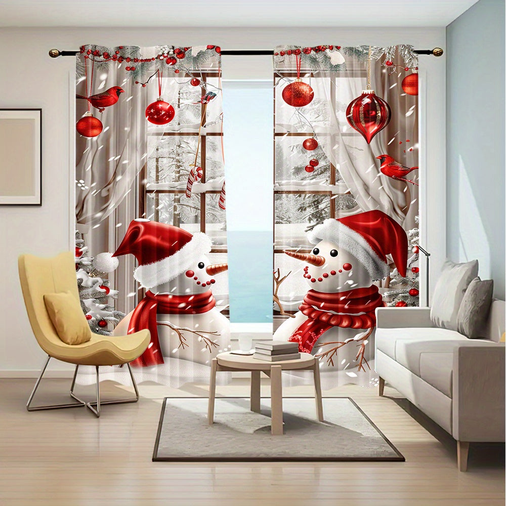 Get ready for the holiday season with this set of Christmas Snowman Curtains! Featuring a rod pocket design and made of digital printed polyester, these drapes are perfect for adding a festive touch to your living room, kitchen, bedroom, and more.