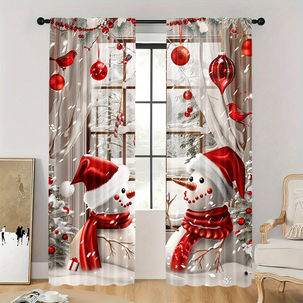 Get ready for the holiday season with this set of Christmas Snowman Curtains! Featuring a rod pocket design and made of digital printed polyester, these drapes are perfect for adding a festive touch to your living room, kitchen, bedroom, and more.