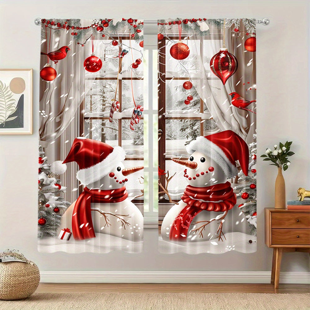 Get ready for the holiday season with this set of Christmas Snowman Curtains! Featuring a rod pocket design and made of digital printed polyester, these drapes are perfect for adding a festive touch to your living room, kitchen, bedroom, and more.