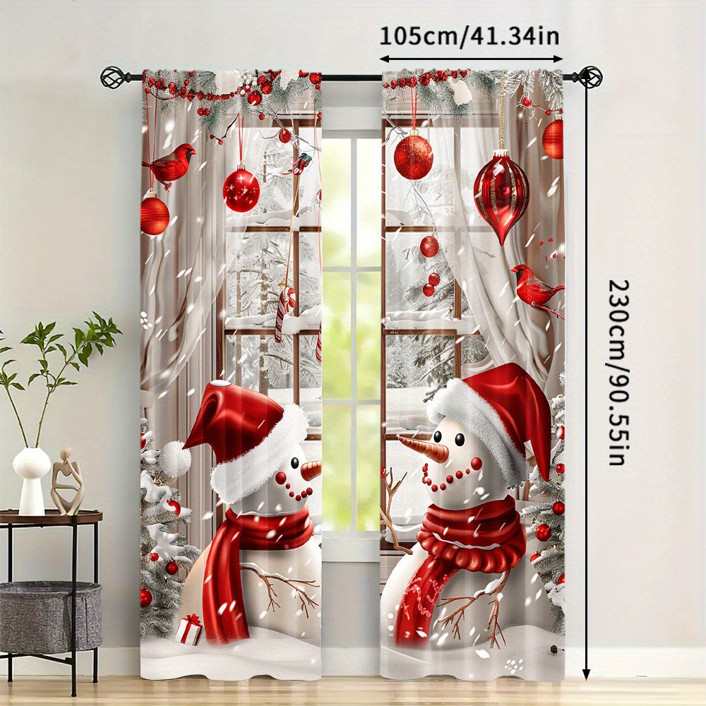 Get ready for the holiday season with this set of Christmas Snowman Curtains! Featuring a rod pocket design and made of digital printed polyester, these drapes are perfect for adding a festive touch to your living room, kitchen, bedroom, and more.