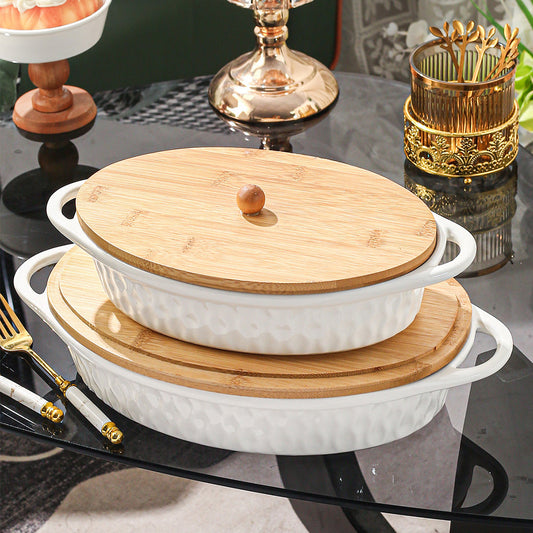 Rectangular Oven Casserole Dish with Lid, Versatile Ceramic Bakeware for Home Use and Parties