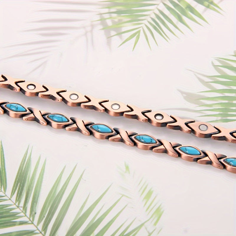 Timeless Bohemian Copper Magnetic Bracelet for Women - Versatile Jewelry for Everyday Wear and Special Occasions, Made of Pure Copper with Adjustable Fit for All Seasons