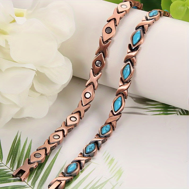 Timeless Bohemian Copper Magnetic Bracelet for Women - Versatile Jewelry for Everyday Wear and Special Occasions, Made of Pure Copper with Adjustable Fit for All Seasons