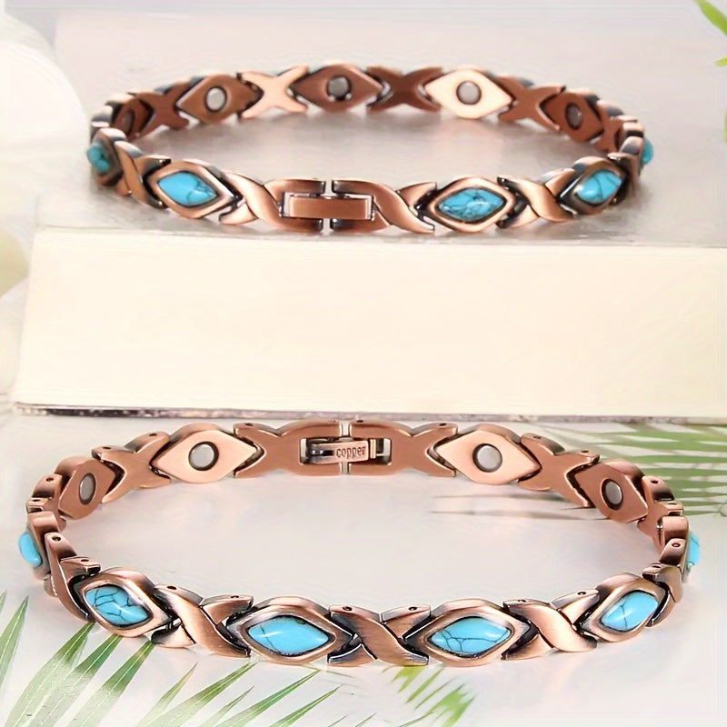 Timeless Bohemian Copper Magnetic Bracelet for Women - Versatile Jewelry for Everyday Wear and Special Occasions, Made of Pure Copper with Adjustable Fit for All Seasons