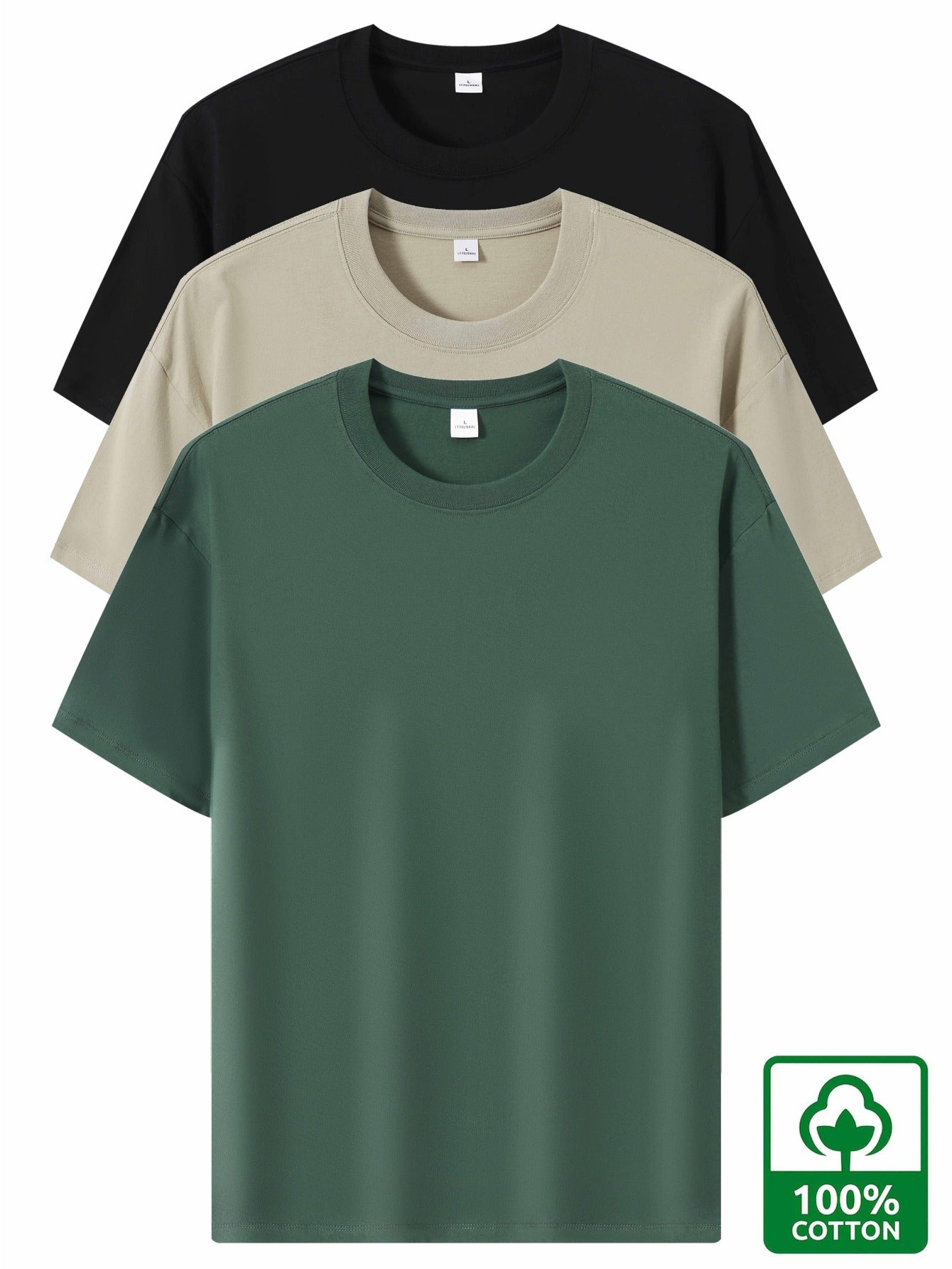 3 Men's 100% Cotton Solid T-shirts for Summer Outdoor Wear