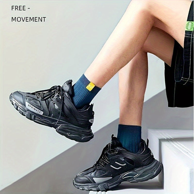 5 Pairs of Men's Crew Socks: Breathable, Comfortable, Stylish for Outdoor Activities - Ideal for Fall/Winter.