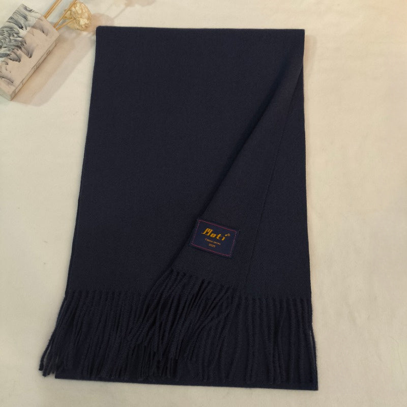 Soft and warm polyester shawl for men with tassels - Stylish and comfortable solid color scarf, ideal for fall and winter season.