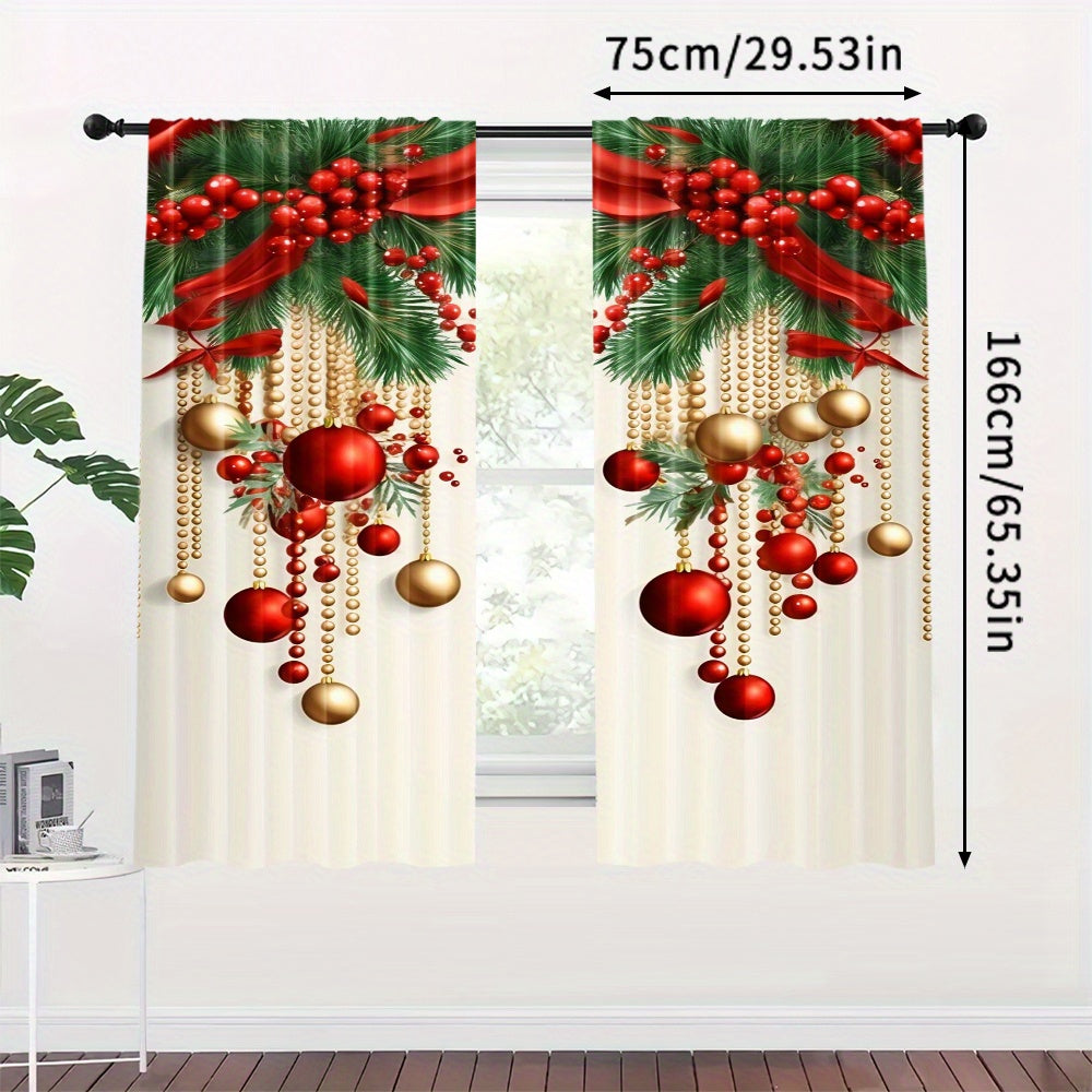 Get ready for the holiday season with these 2 festive Christmas curtain panels! Made of polyester with a digital print, these modern-style curtains feature a rod pocket for easy hanging. Perfect for adding holiday cheer to your bedroom, living room