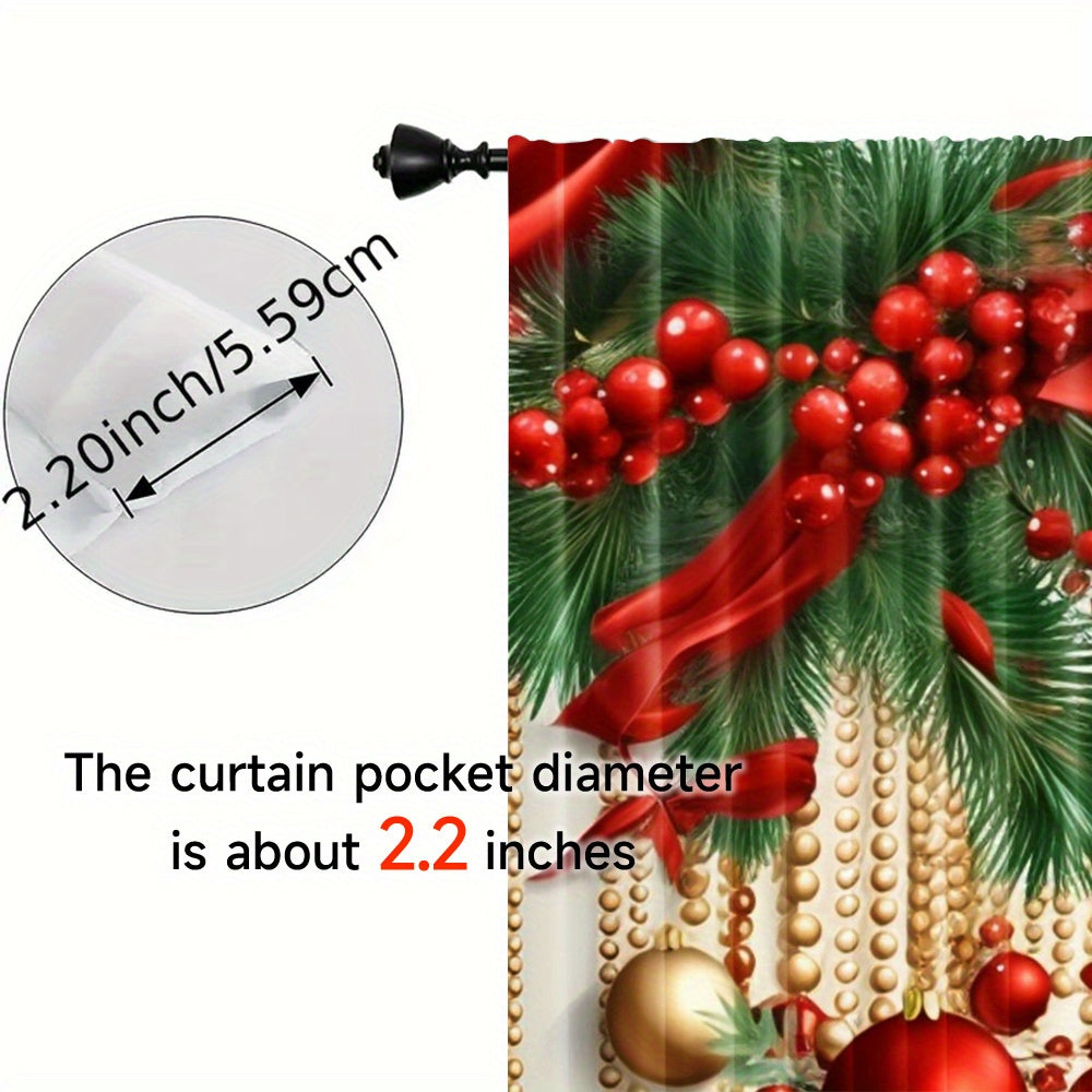 Get ready for the holiday season with these 2 festive Christmas curtain panels! Made of polyester with a digital print, these modern-style curtains feature a rod pocket for easy hanging. Perfect for adding holiday cheer to your bedroom, living room