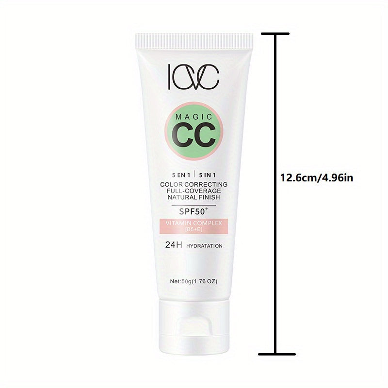 5-in-1 CC kremi, o'rtacha qoplama, tabiiy tugatish, SPF 50 va gidratatsiya kompleksi, <1 Fl Oz