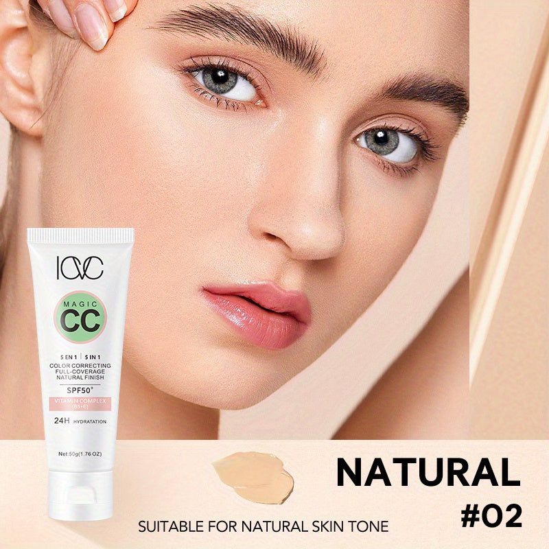 5-in-1 CC Cream with Medium Coverage, Natural Finish, SPF 50, and Hydration Complex, <1 Fl Oz