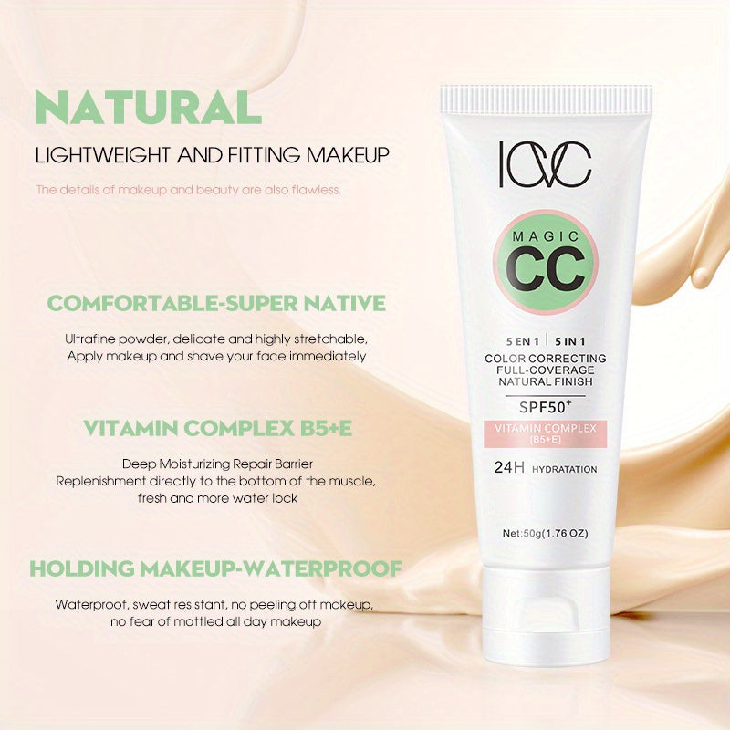 5-in-1 CC Cream with Medium Coverage, Natural Finish, SPF 50, and Hydration Complex, <1 Fl Oz