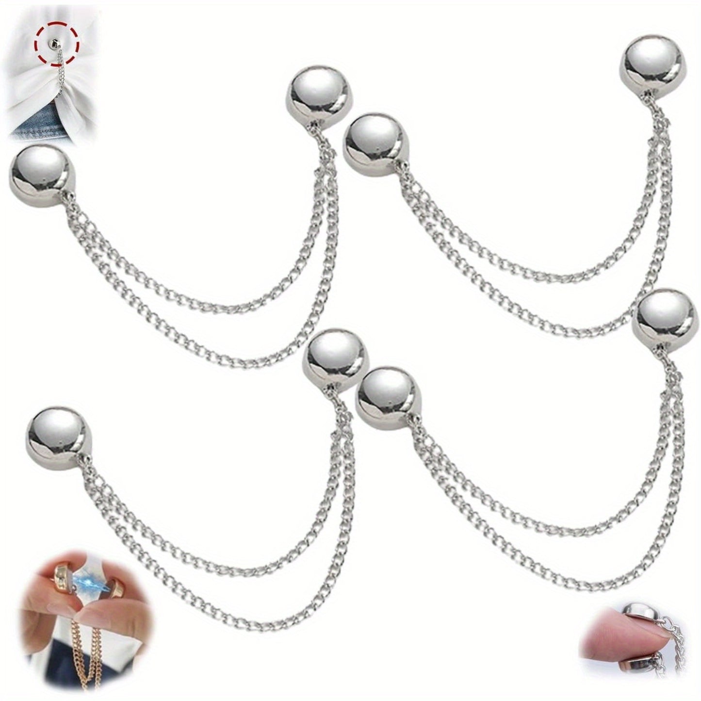 4pcs Women's Magnetic Clothes Clip - Improves Fit, Suitable For Various Clothing - Elegant Design, Durable Alloy Material