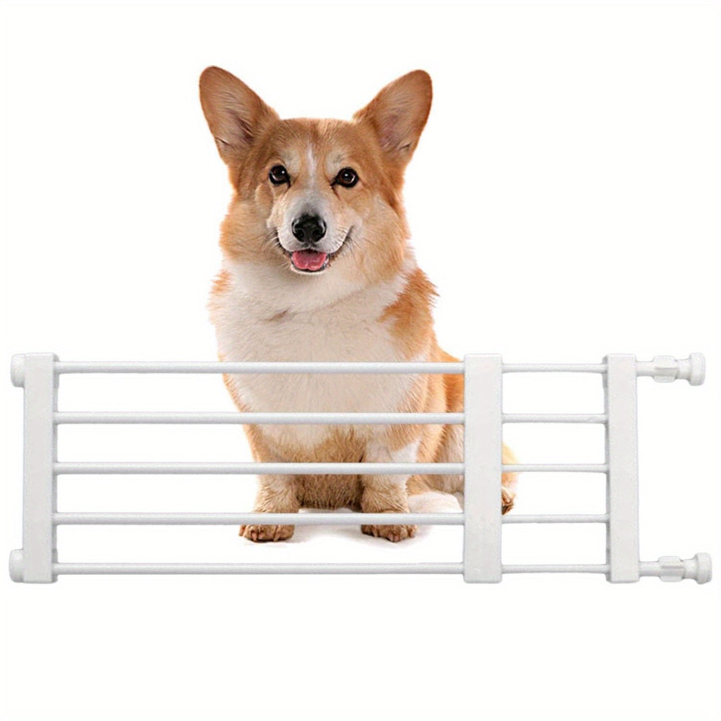 Adjustable pet gate for dogs & cats with carbon steel frame, ideal for doorways and stairs