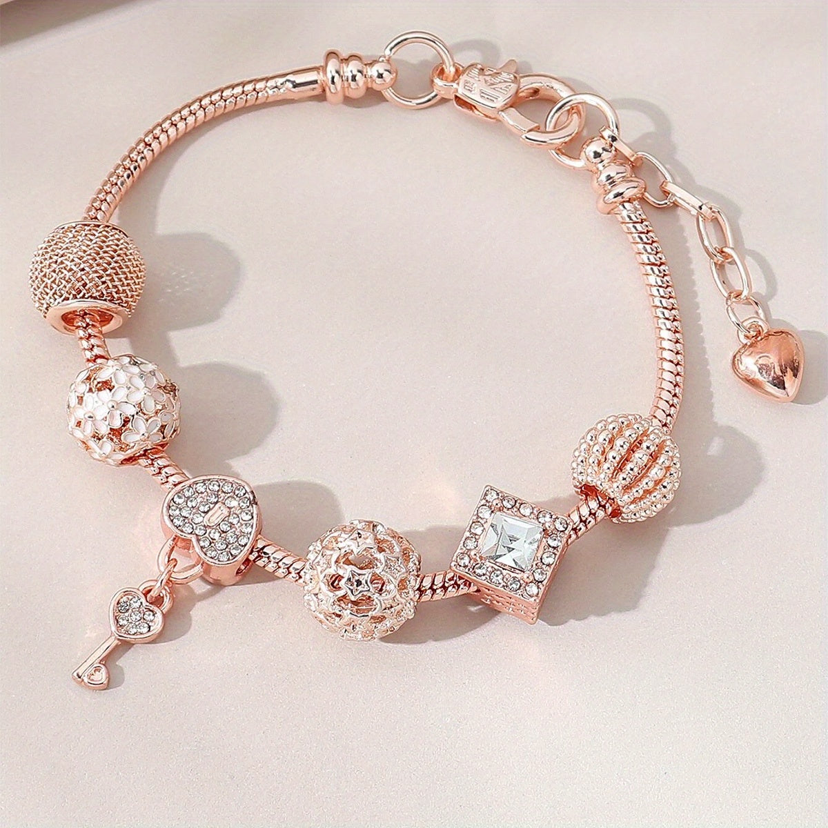 Bohemian-style Women's Fashion Bracelet with Love Beads and Rhinestones, Perfect for Banquets and Parties.