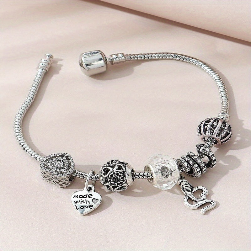 Bohemian-style Women's Fashion Bracelet with Love Beads and Rhinestones, Perfect for Banquets and Parties.