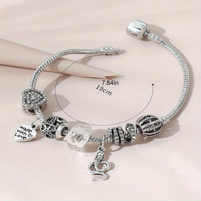 Bohemian-style Women's Fashion Bracelet with Love Beads and Rhinestones, Perfect for Banquets and Parties.