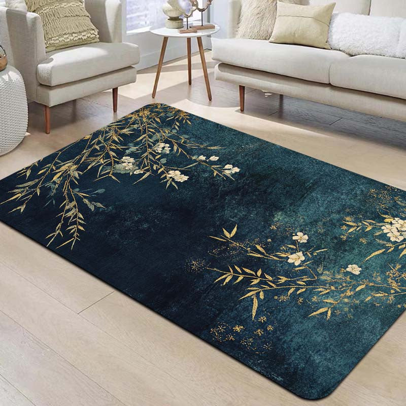 Elegant Rectangular Entryway Rug with Floral and Branch Design, 8mm Thick - Machine Washable, Perfect for Living Room, Bedroom, Kitchen, and Bathroom - Multiple Sizes Available