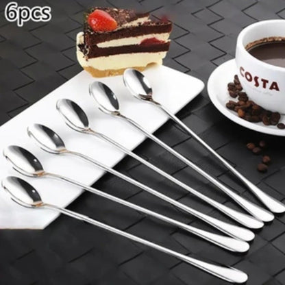 6 or 8 pieces of long-lasting stainless steel cutlery set including flatware, tea spoon, cake and fruit forks, kitchen knives, and tableware for dining and entertaining.