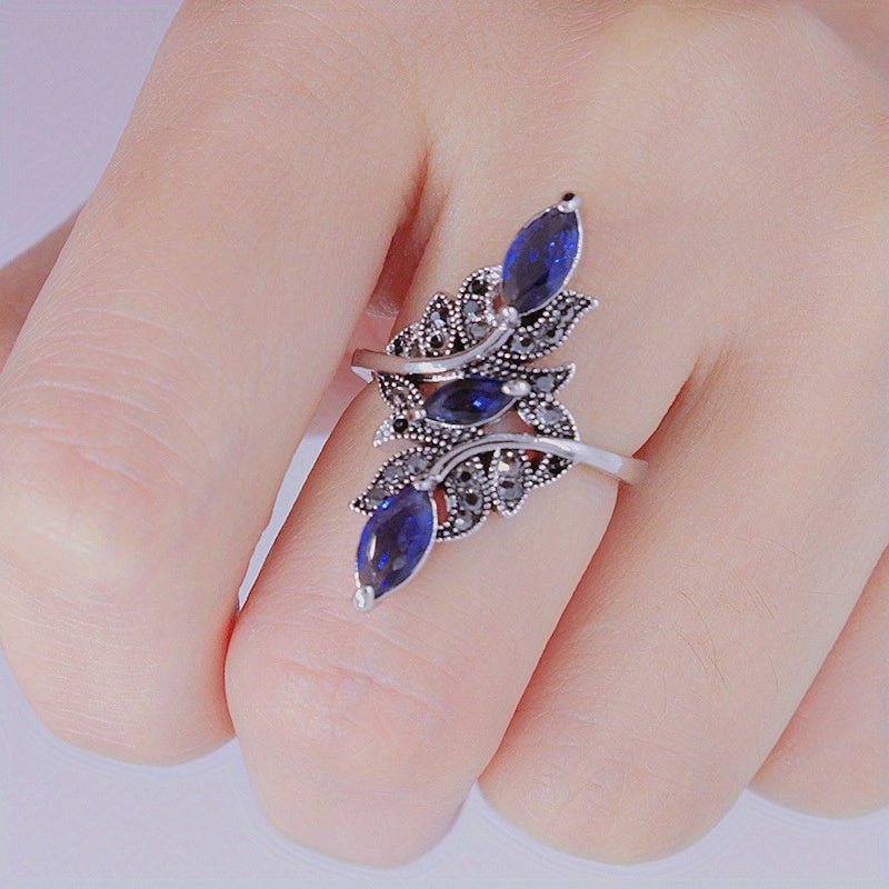 Stunning Blue Zirconia Ring for Women - Silver-Plated, Ideal for Engagements and Everyday Wear