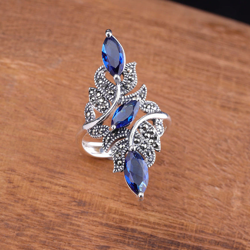 Stunning Blue Zirconia Ring for Women - Silver-Plated, Ideal for Engagements and Everyday Wear